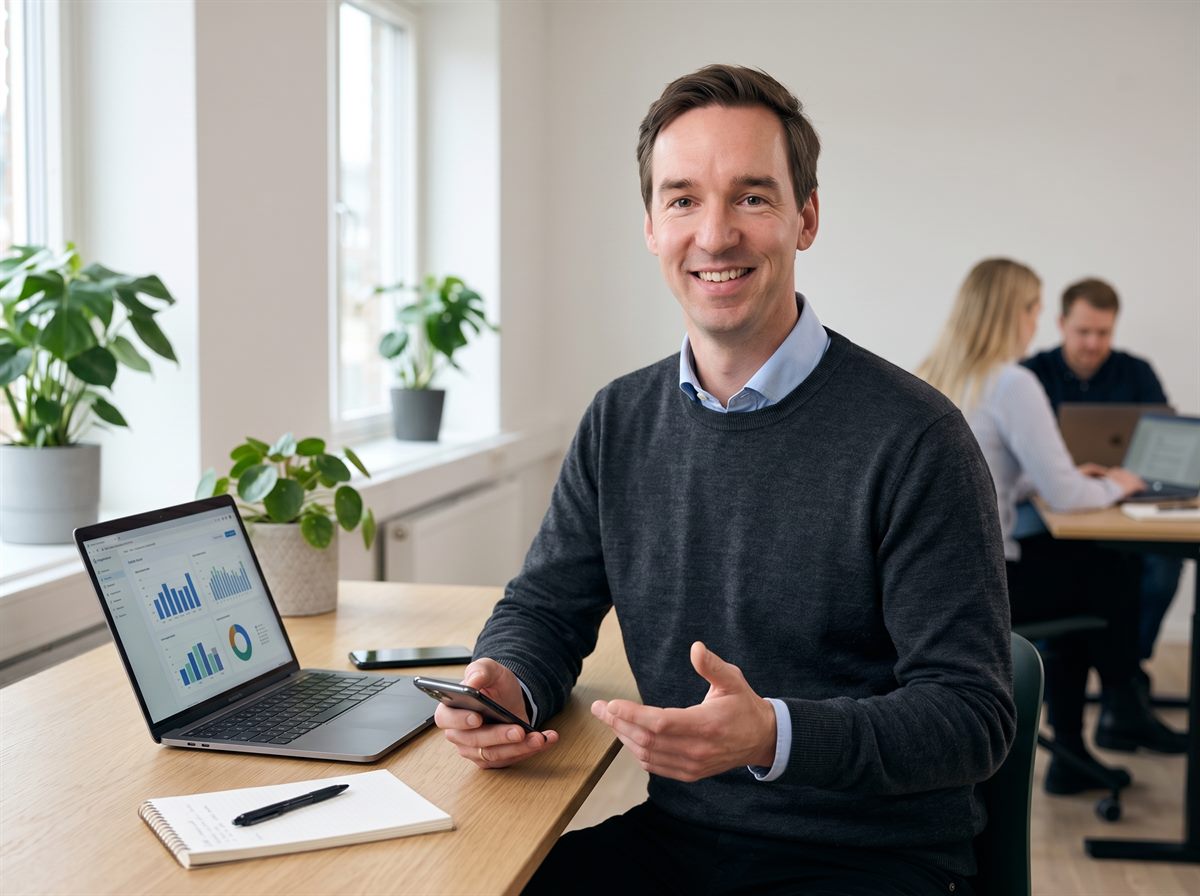 Emil Hagen, grunnlegger av Hagen Systems, ved arbeidsplassen sin